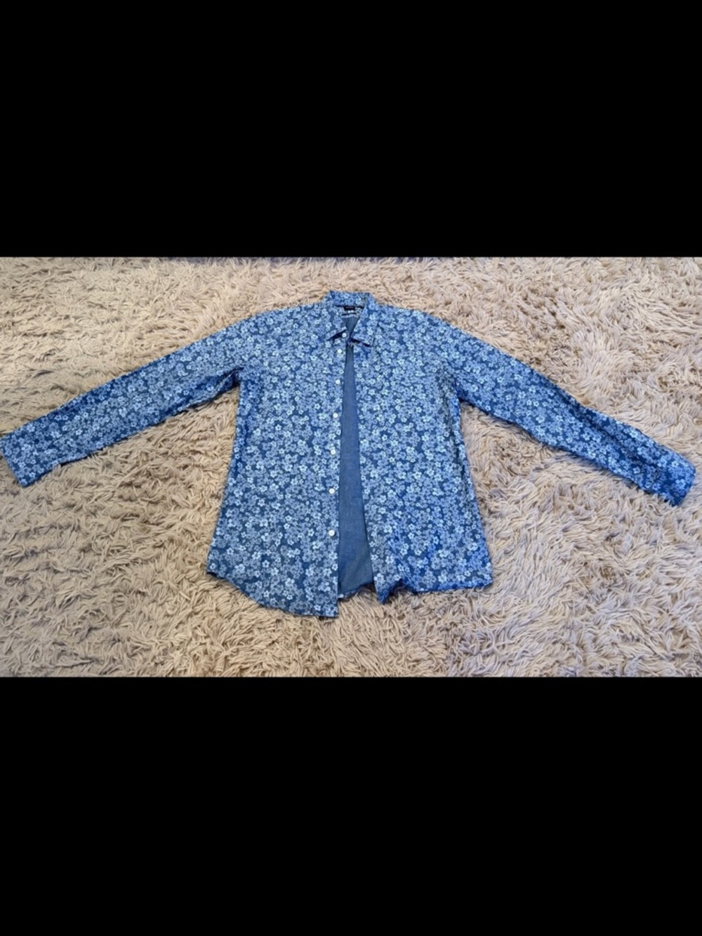 Hugo Boss Blue Floral Long-Sleeve Button-Down Shirt